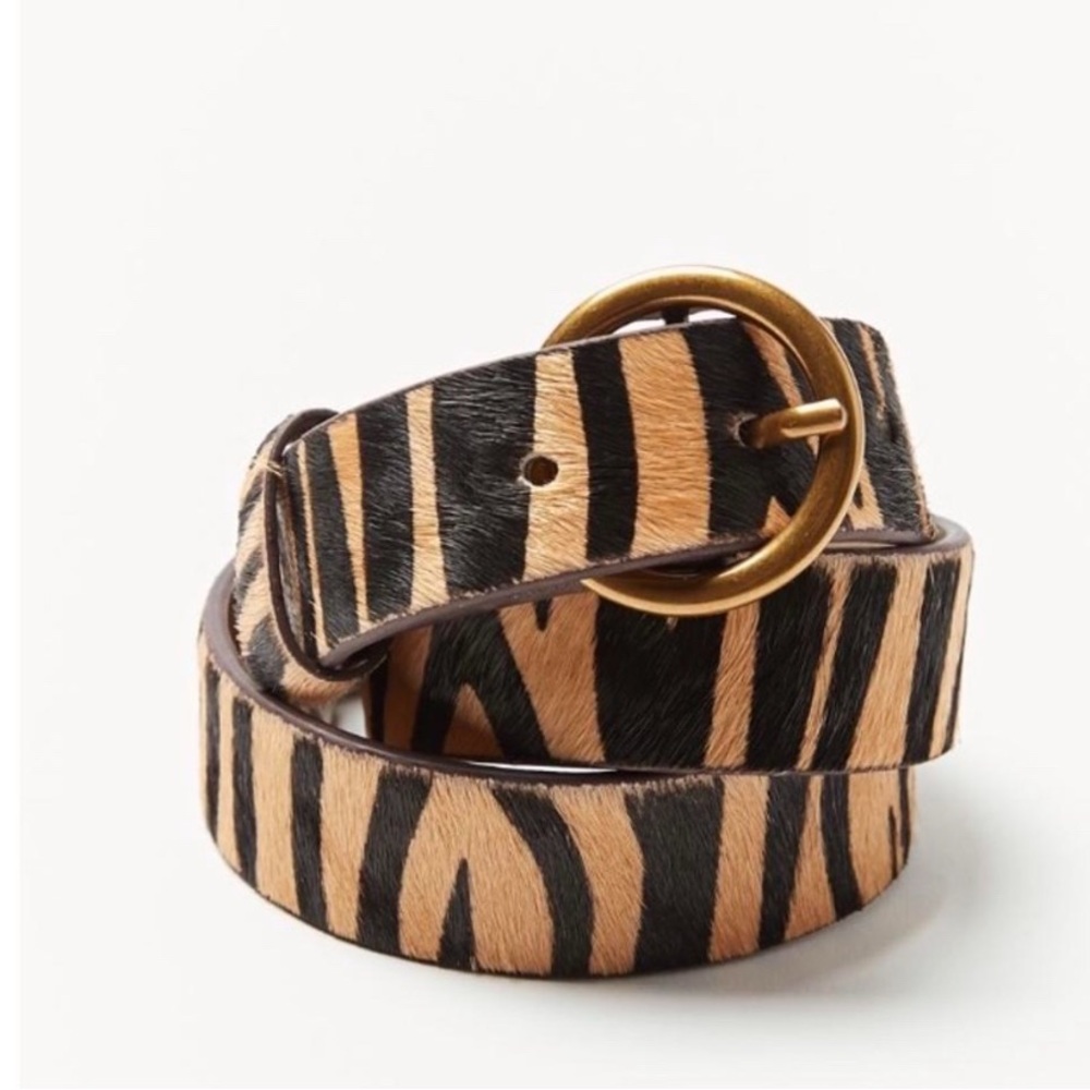 Urban Outfitters Zebra Stripe Belt with Brass Buckle